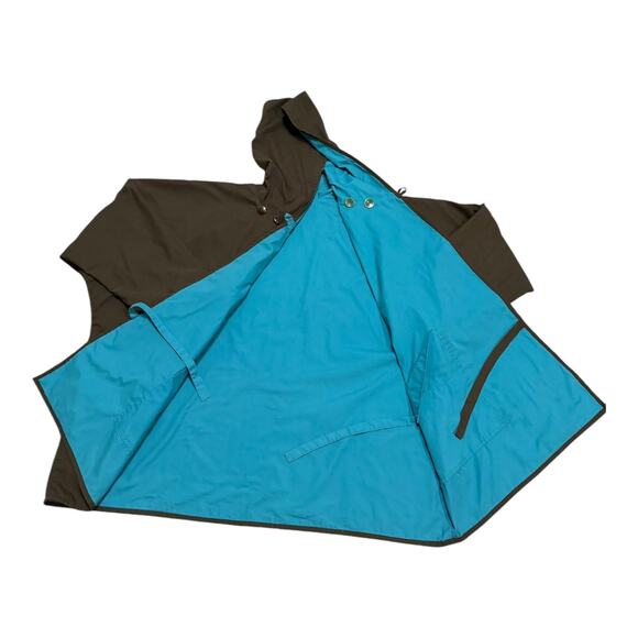 Vintage Japanalia by Eiko Sakai reversible hood coat green blue size M oversized - Picture 2 of 16